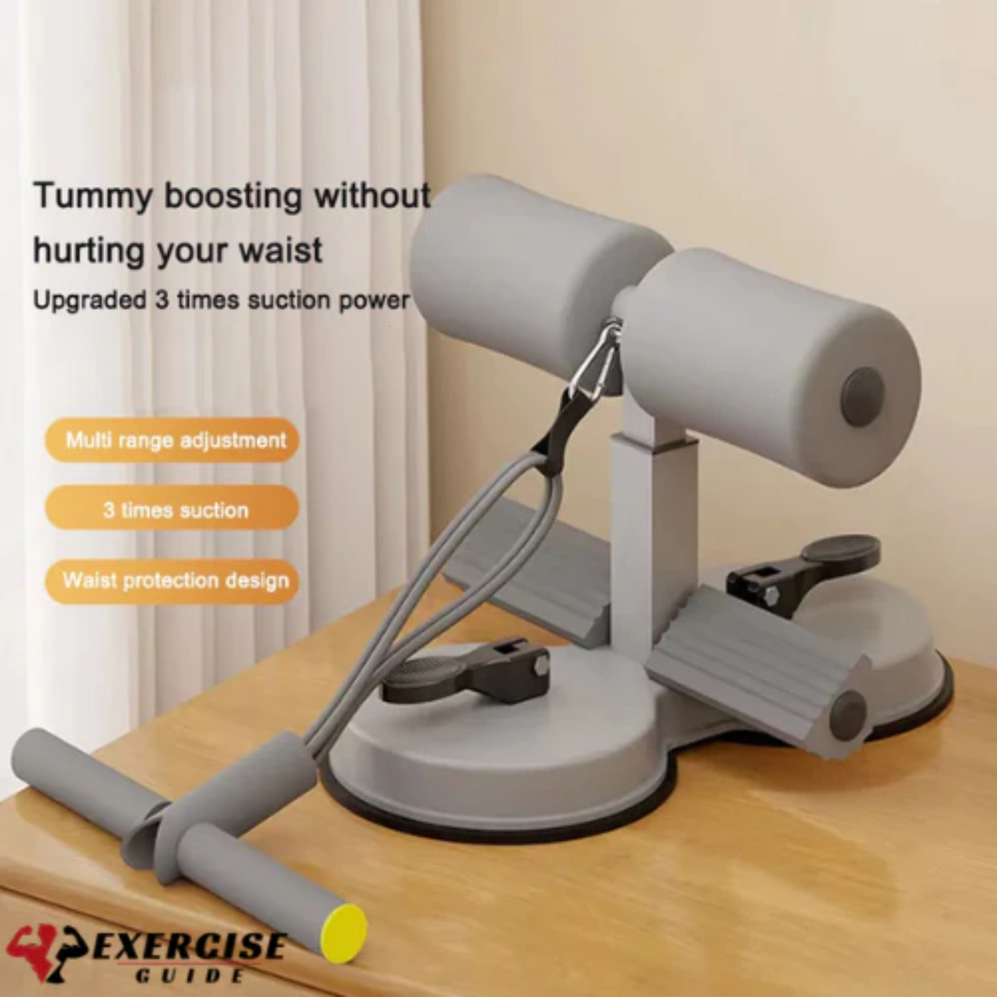 Sit Up Assist With Elastic Band 2 Suction Cups Self-Suction Abs Multifunctional Exercises - Exercise Guide